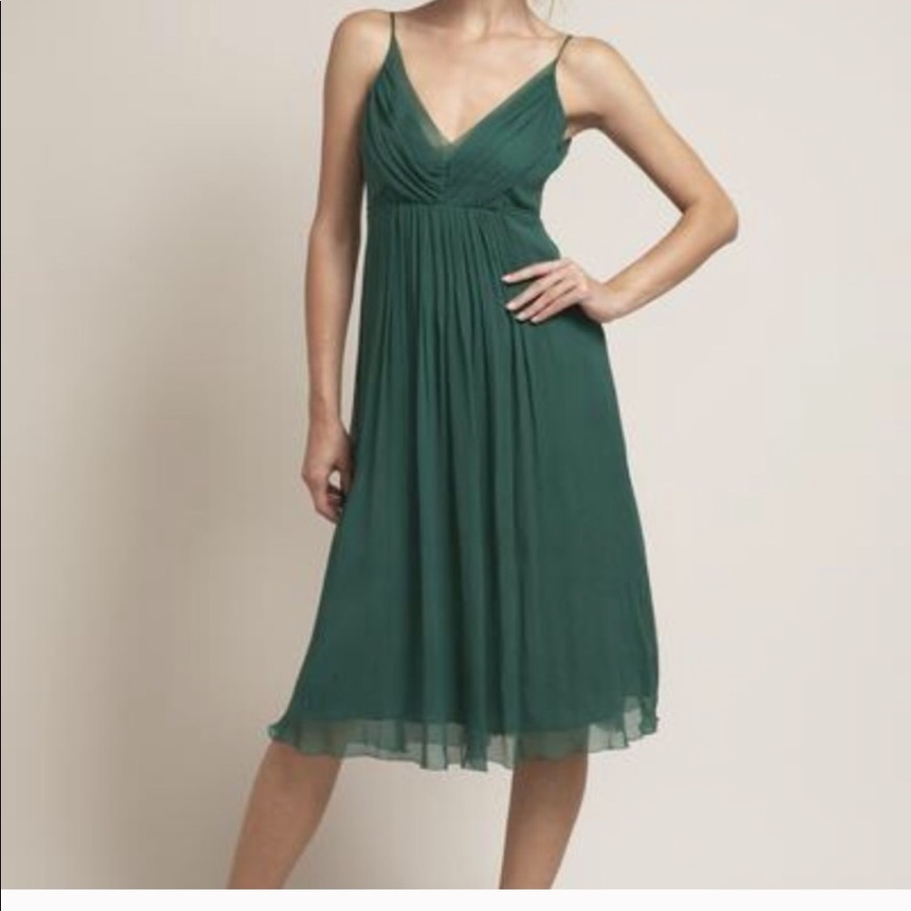Anthropologie 100% Silk Emerald Green flowy dress